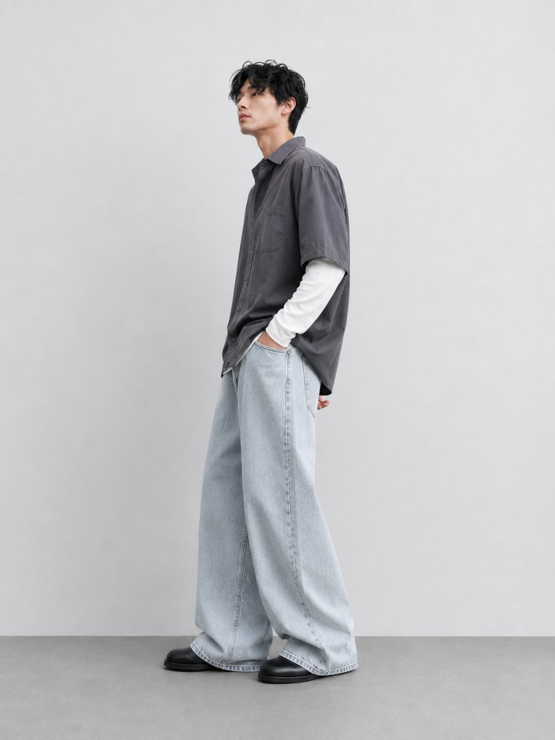 Erkek Super Baggy Jean Pantolon Bol Paça Oversize Kalıp Yıkamalı Denim Kot Pantolon