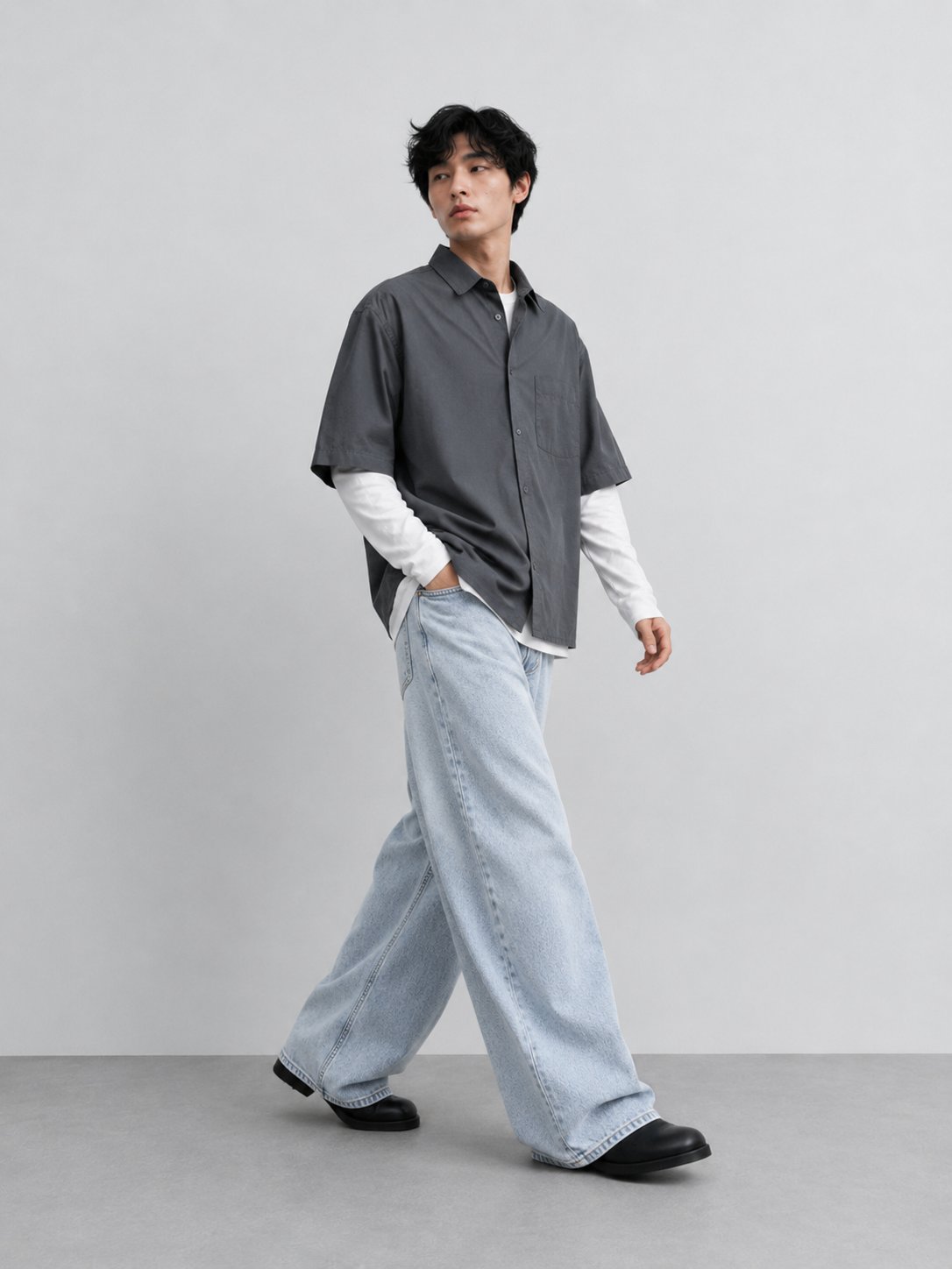 Erkek Super Baggy Jean Pantolon Bol Paça Oversize Kalıp Yıkamalı Denim Kot Pantolon