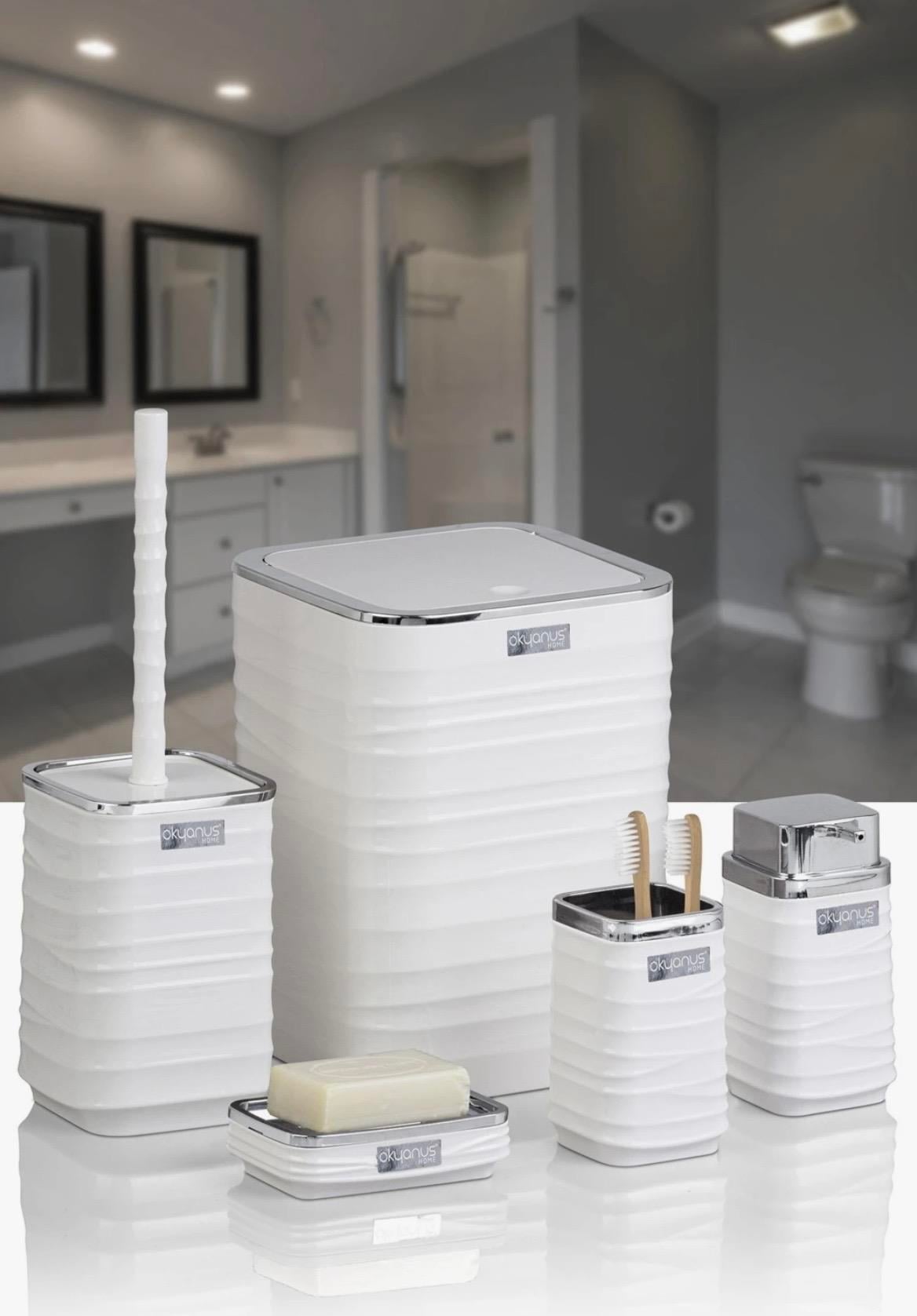  LUNA KARE BEYAZ 5'Lİ BANYO SETİ