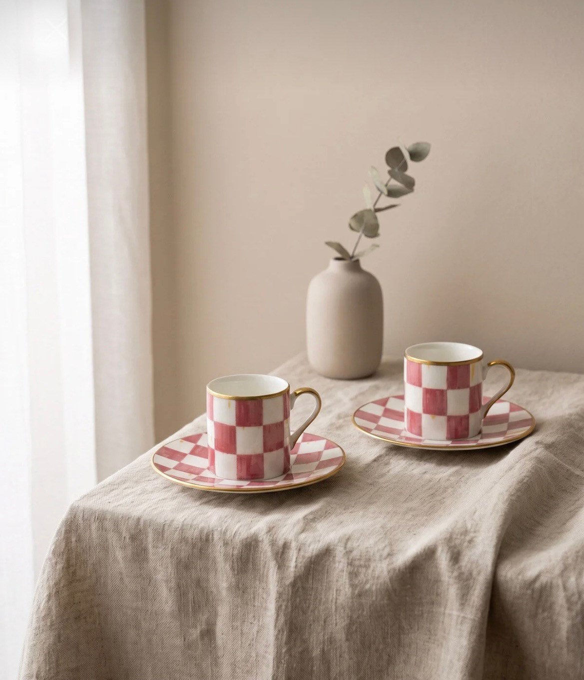 2'li Porselen Fincan Takımı - Bella Pink