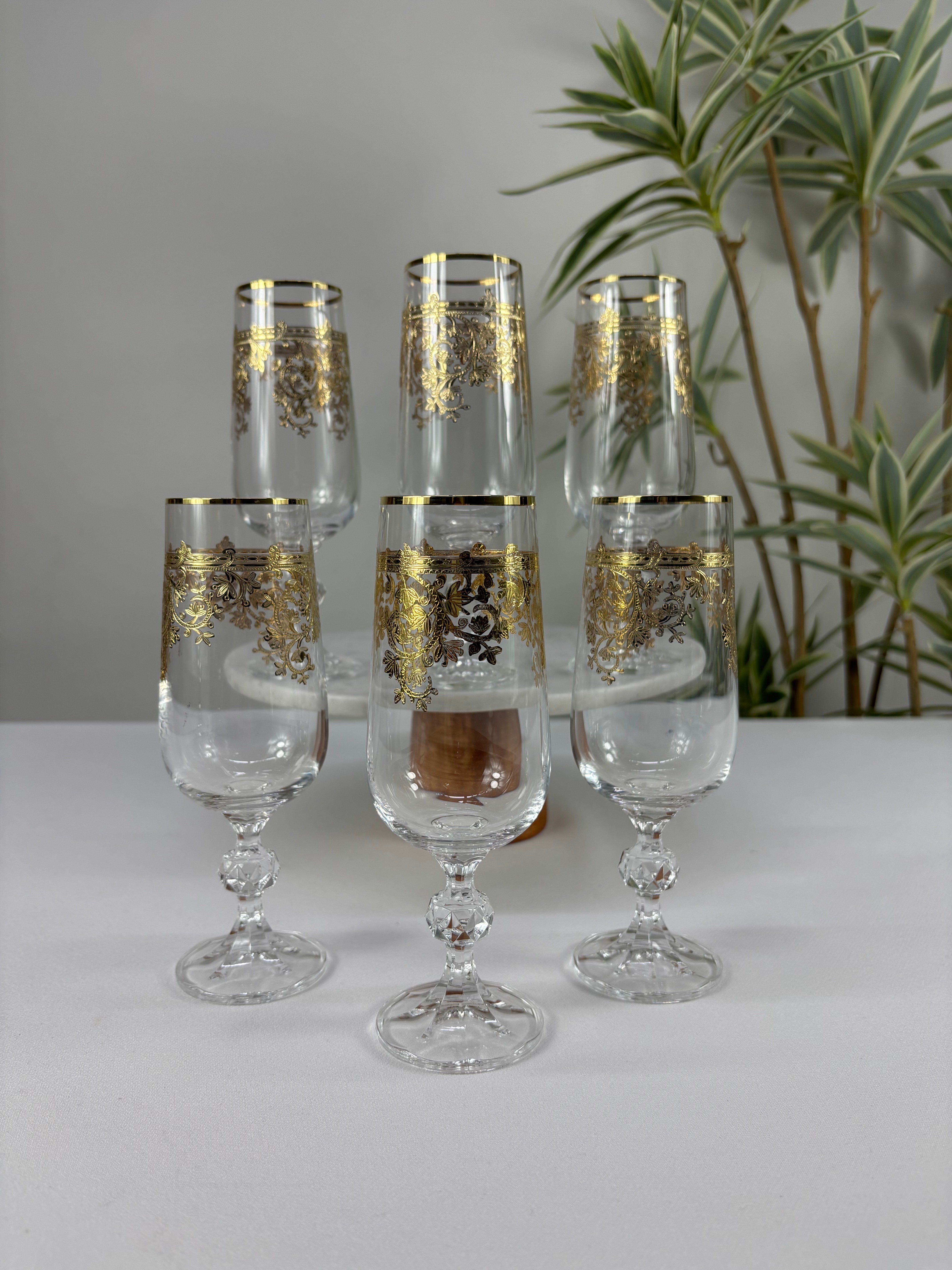 6'lı Altın Yaldız 180ml Kahve Yanı Bardağı