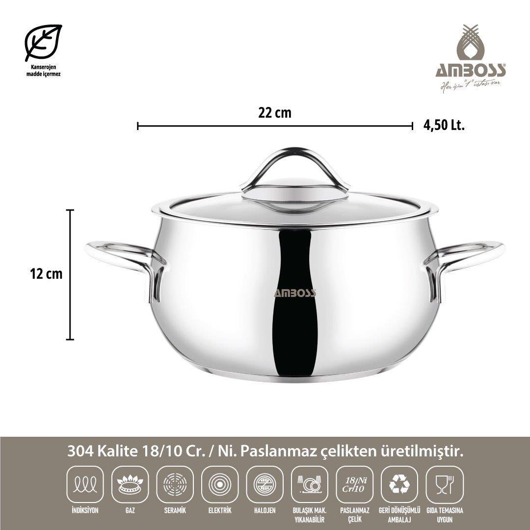 AMBOSS 10 PARÇA ÇELİK TENCERE SETİ