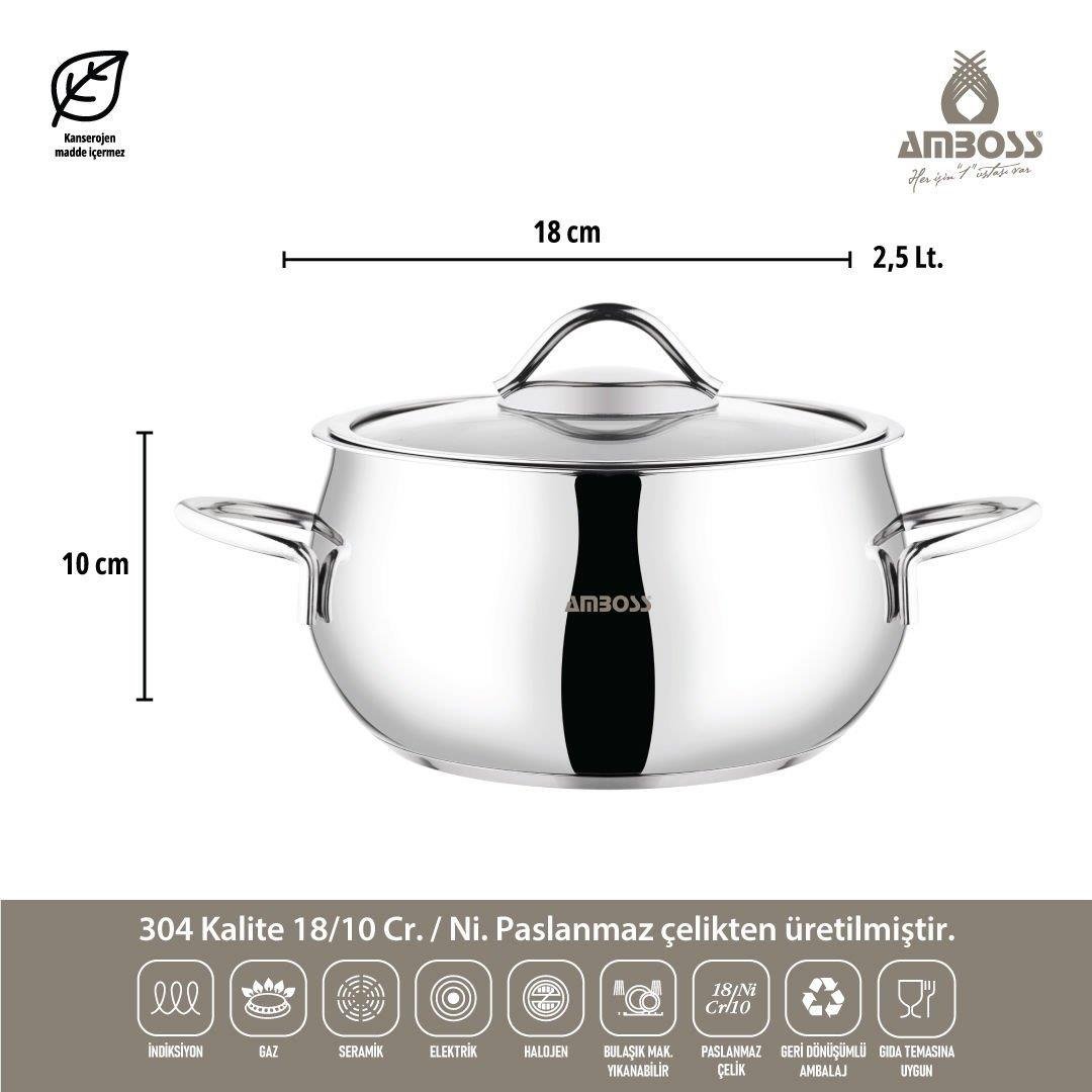 AMBOSS 10 PARÇA ÇELİK TENCERE SETİ