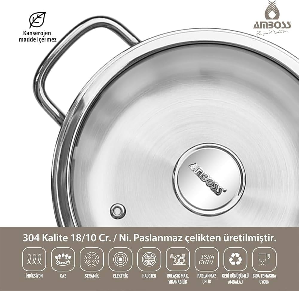AMBOSS 8 PARÇA ÇELİK TENCERE SETİ