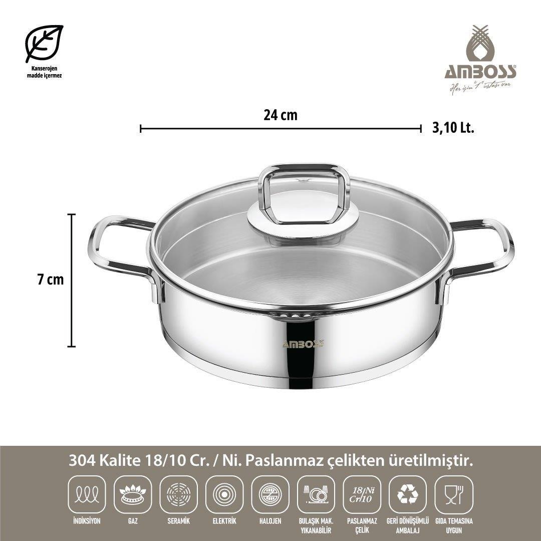 AMBOSS DİAMOND 8 PARÇA ÇELİK TENCERE SETİ