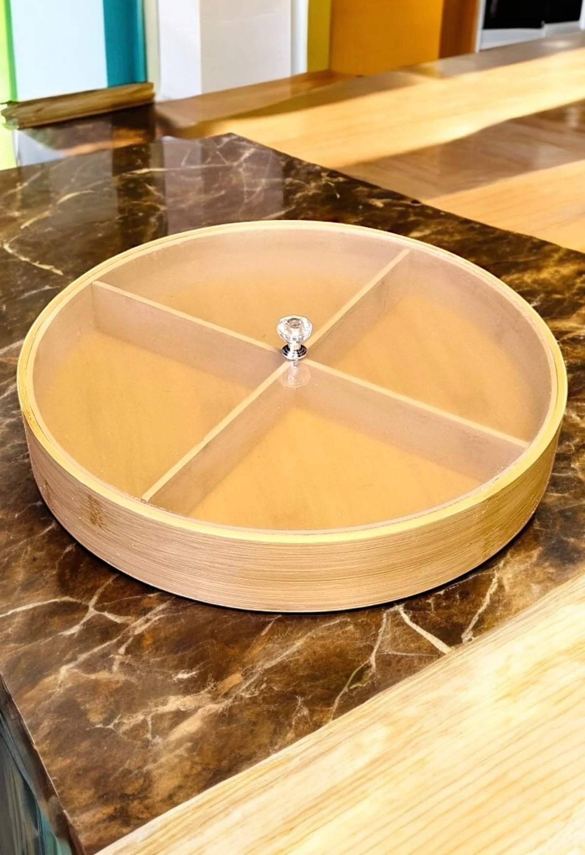 BAMBU 30CM YUVARLAK BÖLMELİ SUNUMLUK