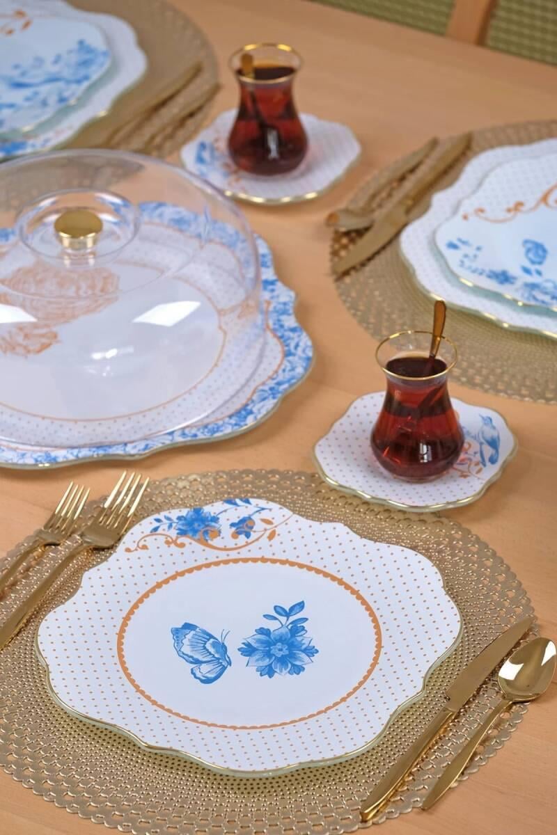 BLUE GOLD 34 PARÇA ÇAY SETİ