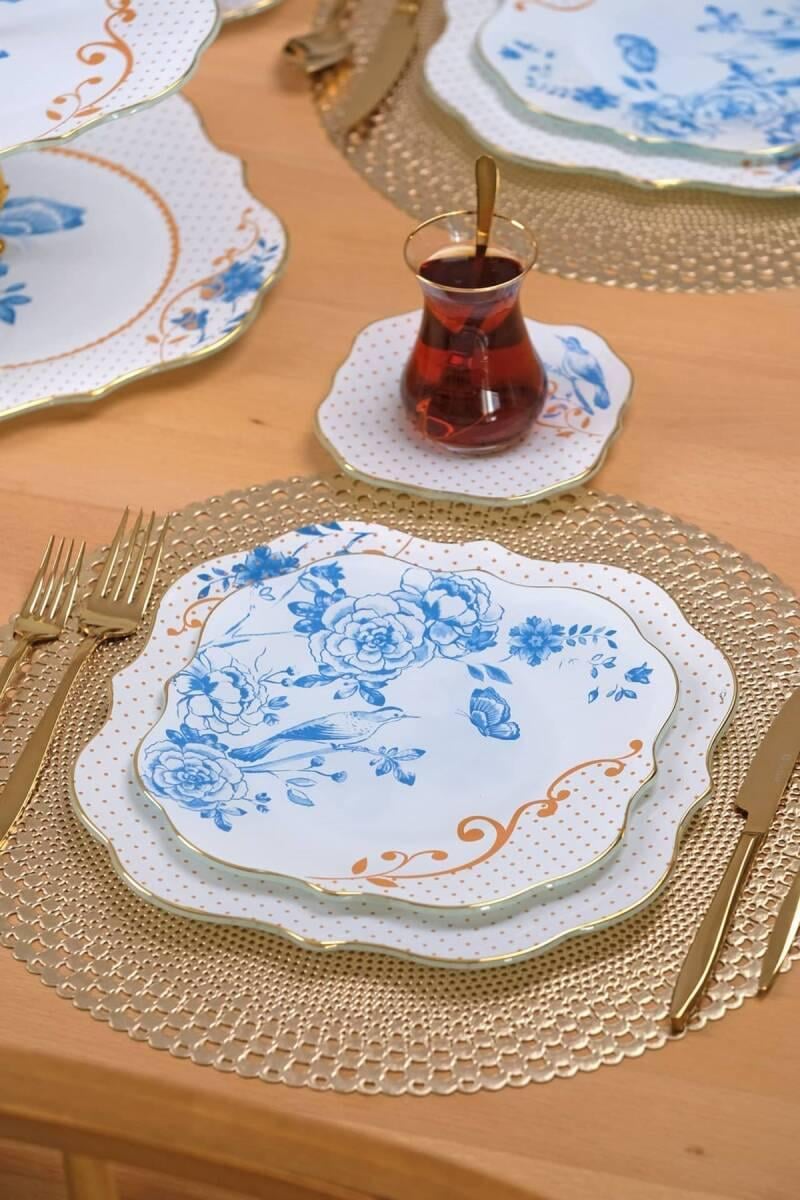BLUE GOLD 34 PARÇA ÇAY SETİ