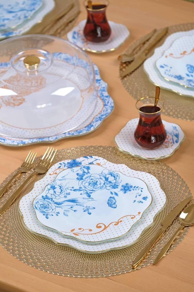 BLUE GOLD 34 PARÇA ÇAY SETİ