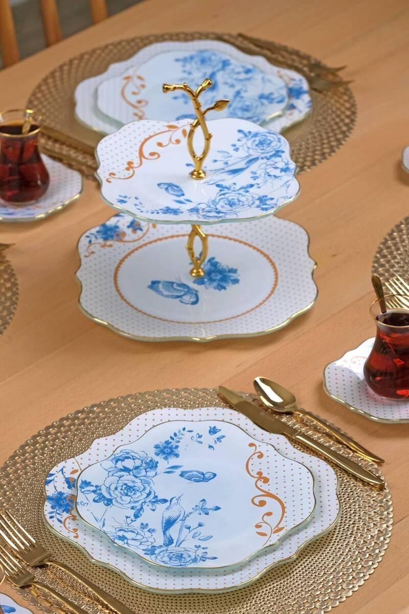 BLUE GOLD 34 PARÇA ÇAY SETİ