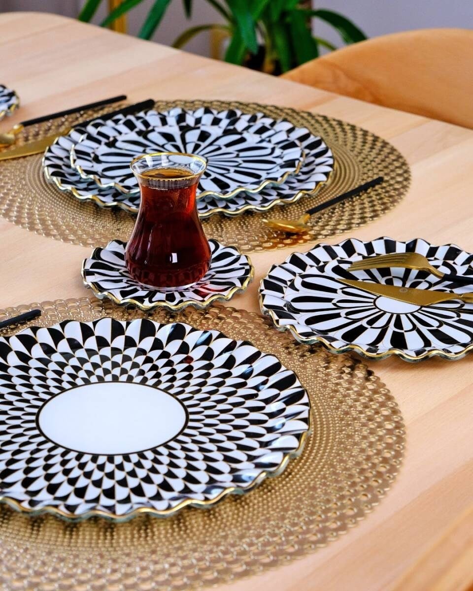 Destina Siyah 34 Parça Çay Seti