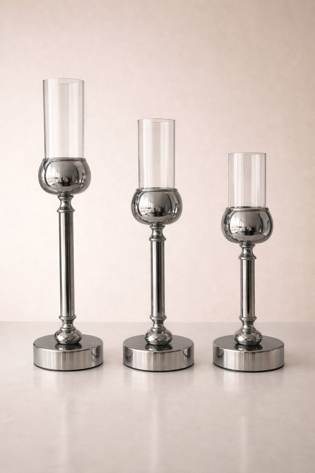 Elegance 3'Lü Krom Şamdan 