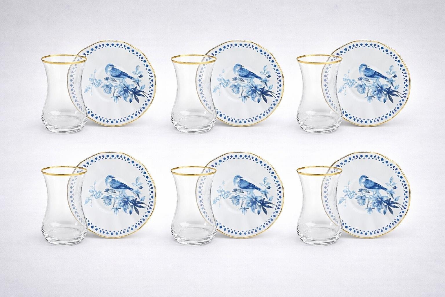 GLASS BLUEBİRD SURF ÇAY SETİ