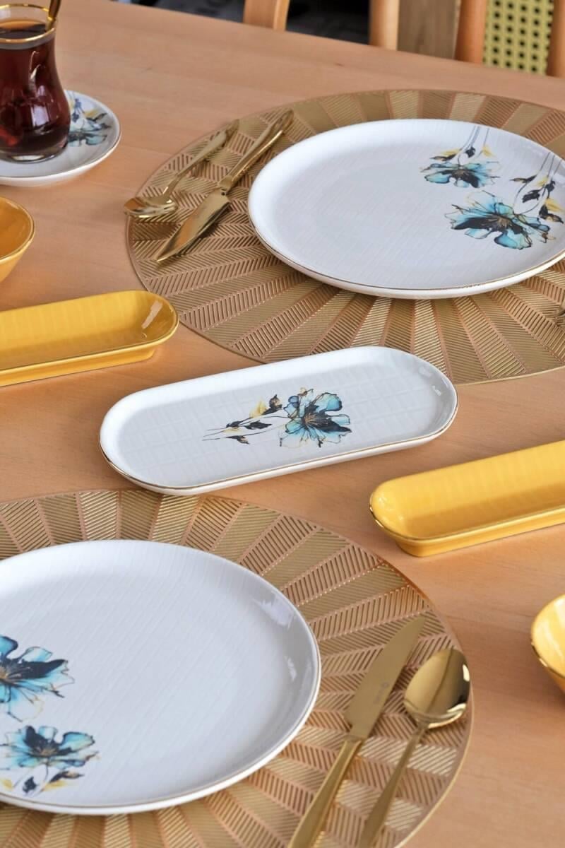GLORE ASYA BLUE FLOWER 32 PARÇA KAHVALTI TAKIMI