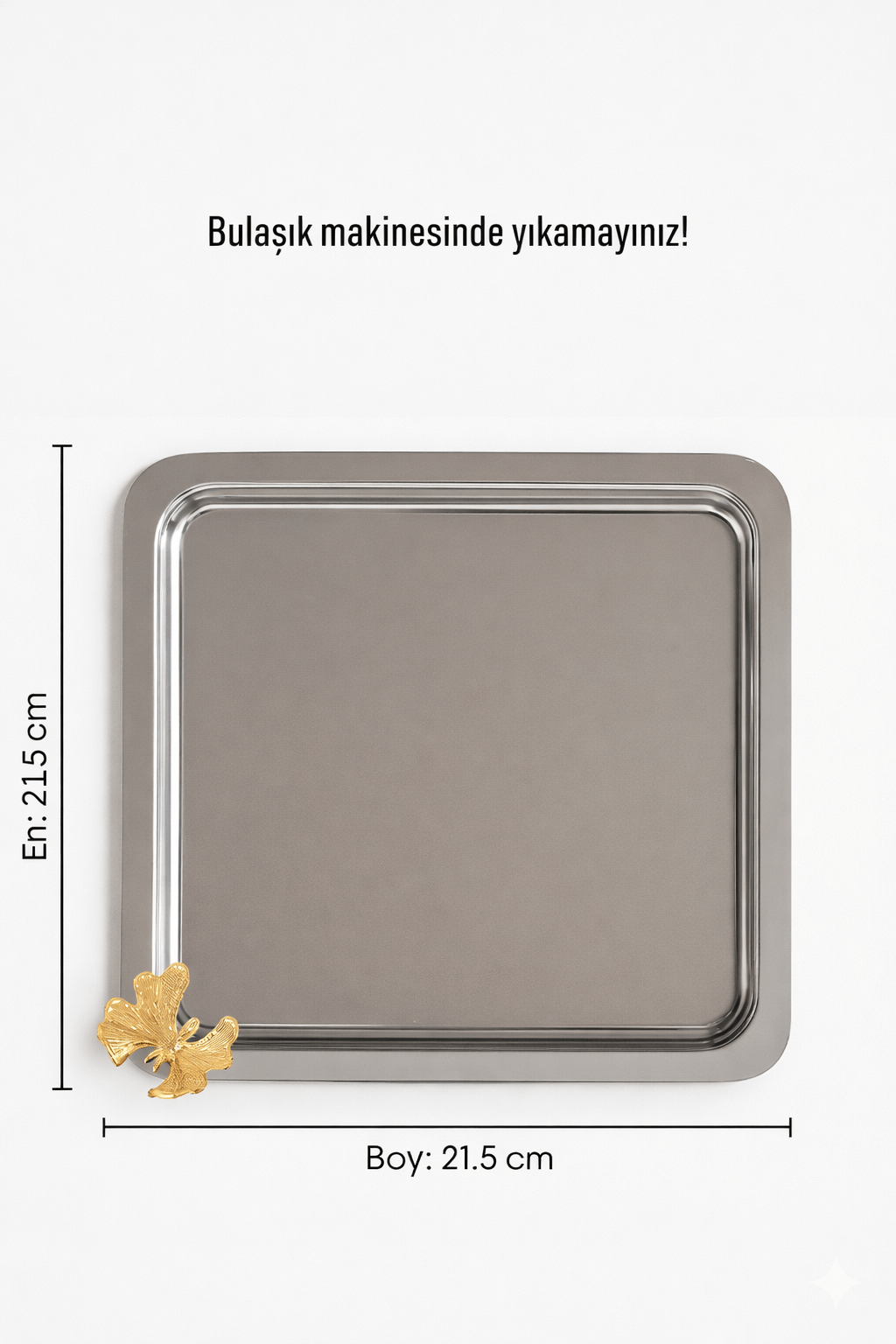 Gold Kelebekli Gümüş Kahve Sunum Tepsisi