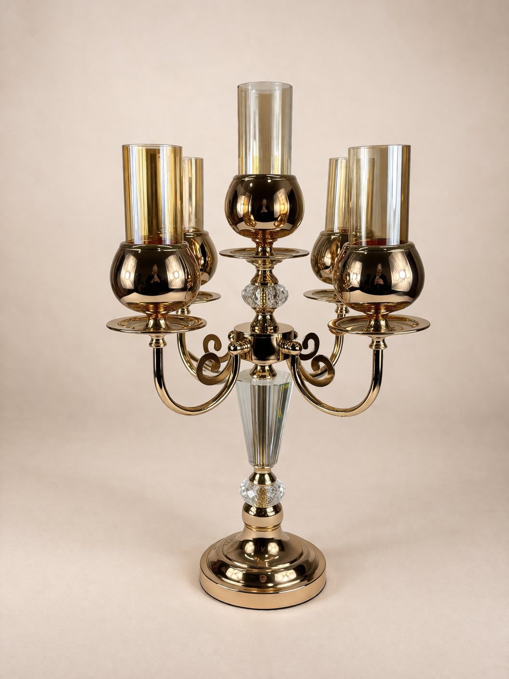 Gold Kristal 5 Kollu Şamdan