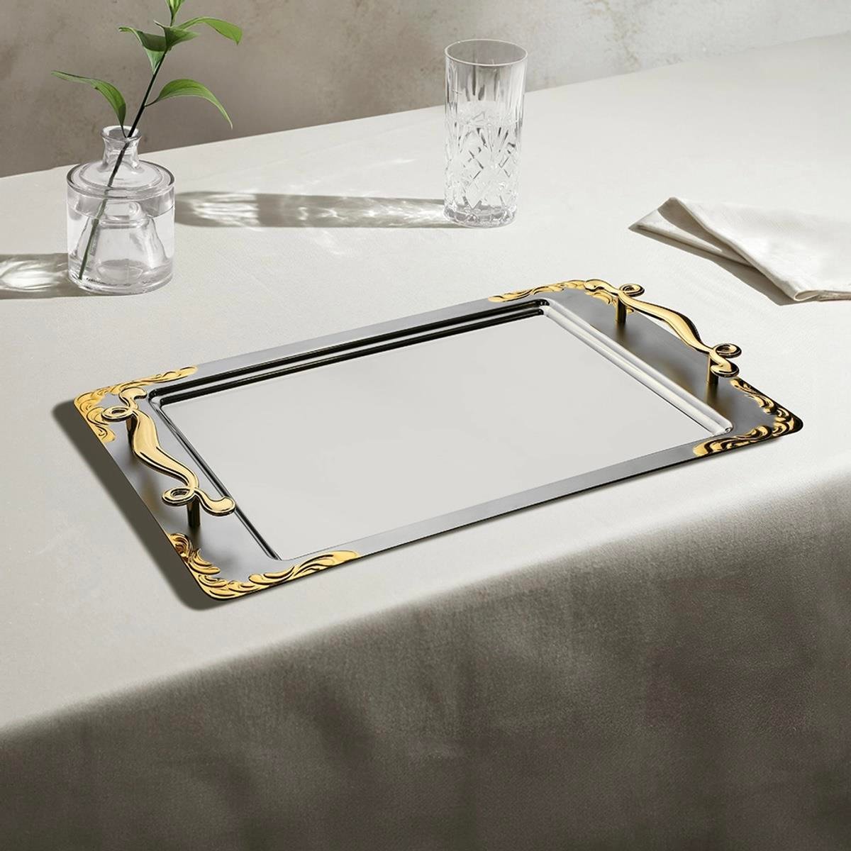 LALEZAR 2'Lİ GOLD TEPSİ SETİ