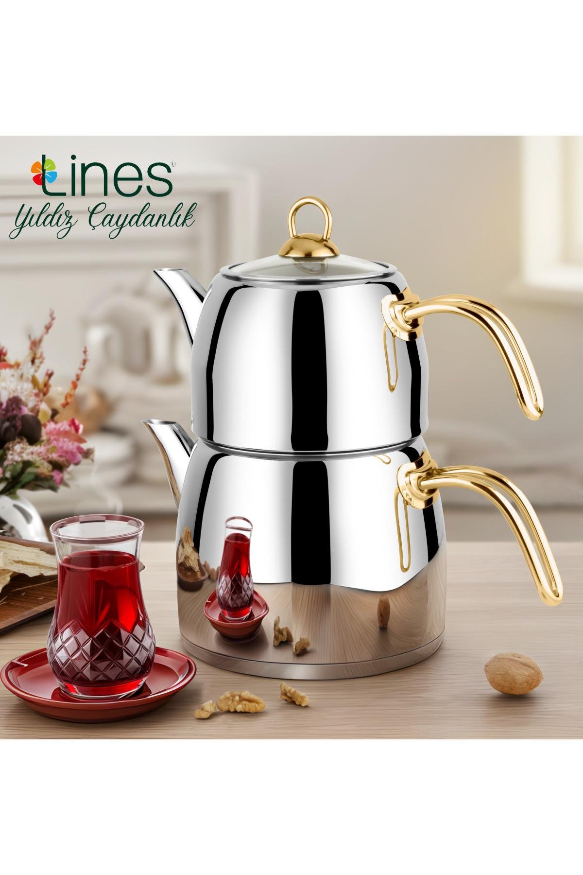 LİNES YILDIZ ÇAYDANLIK GOLD KULP ORTA BOY