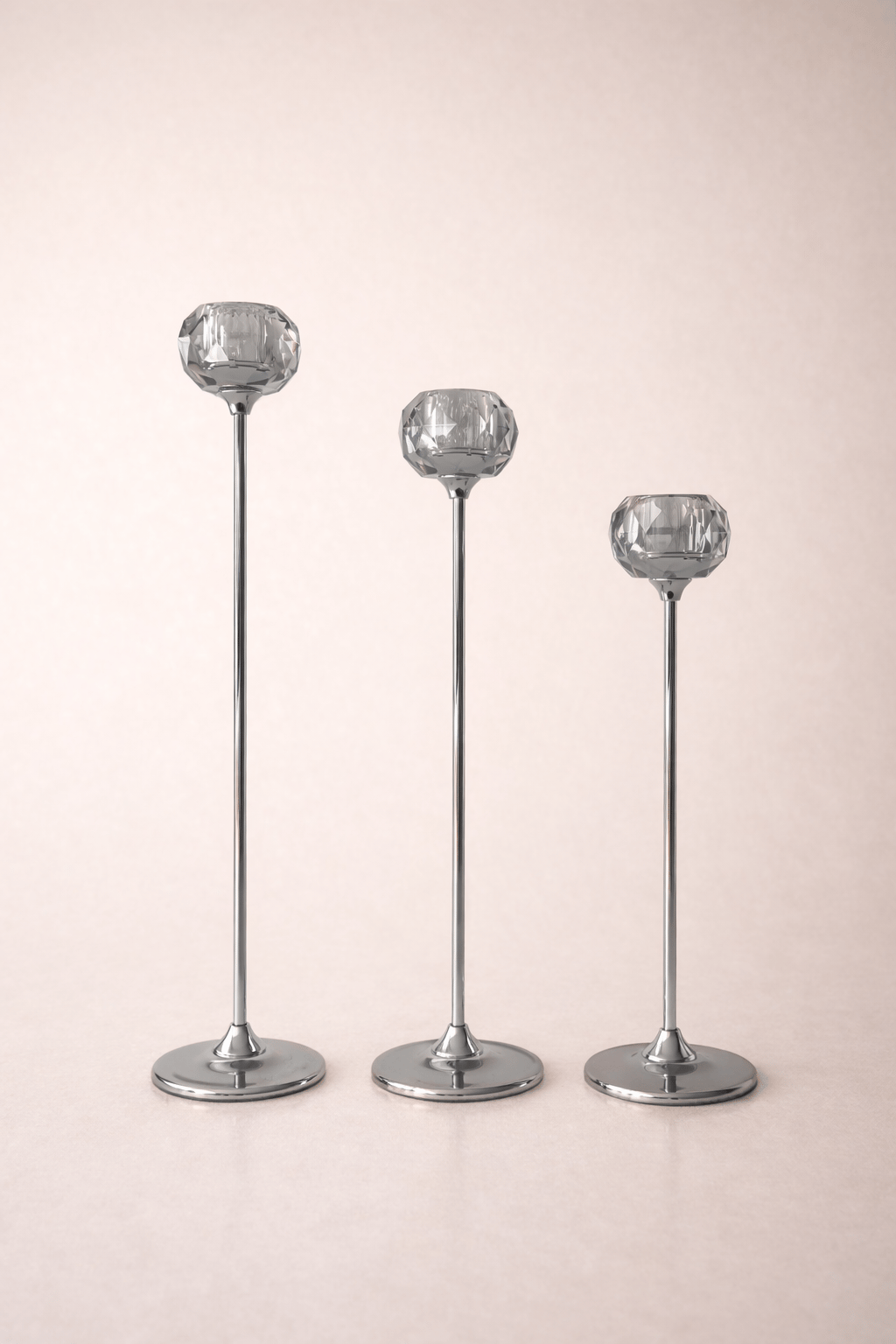 MİEN 3'LÜ SILVER KRİSTAL ŞAMDAN 
