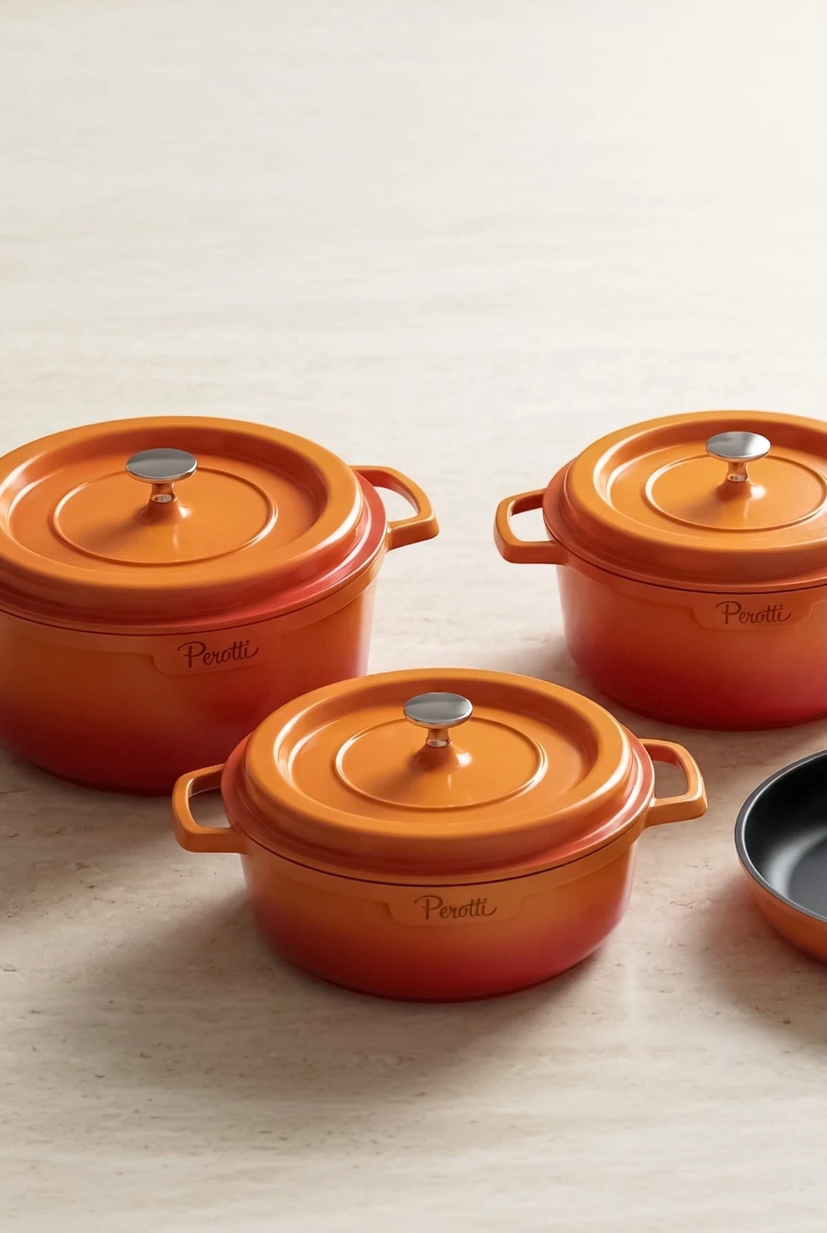 Perotti Chef Cast Orange İndüksiyon Tabanlı 7 Parça Döküm Tencere Seti