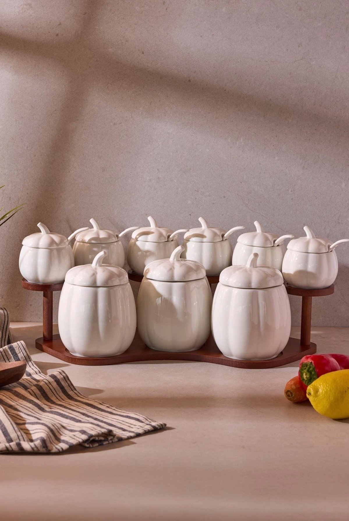 Perotti Pumpkin Porselen 9'lu Baharatlık Seti