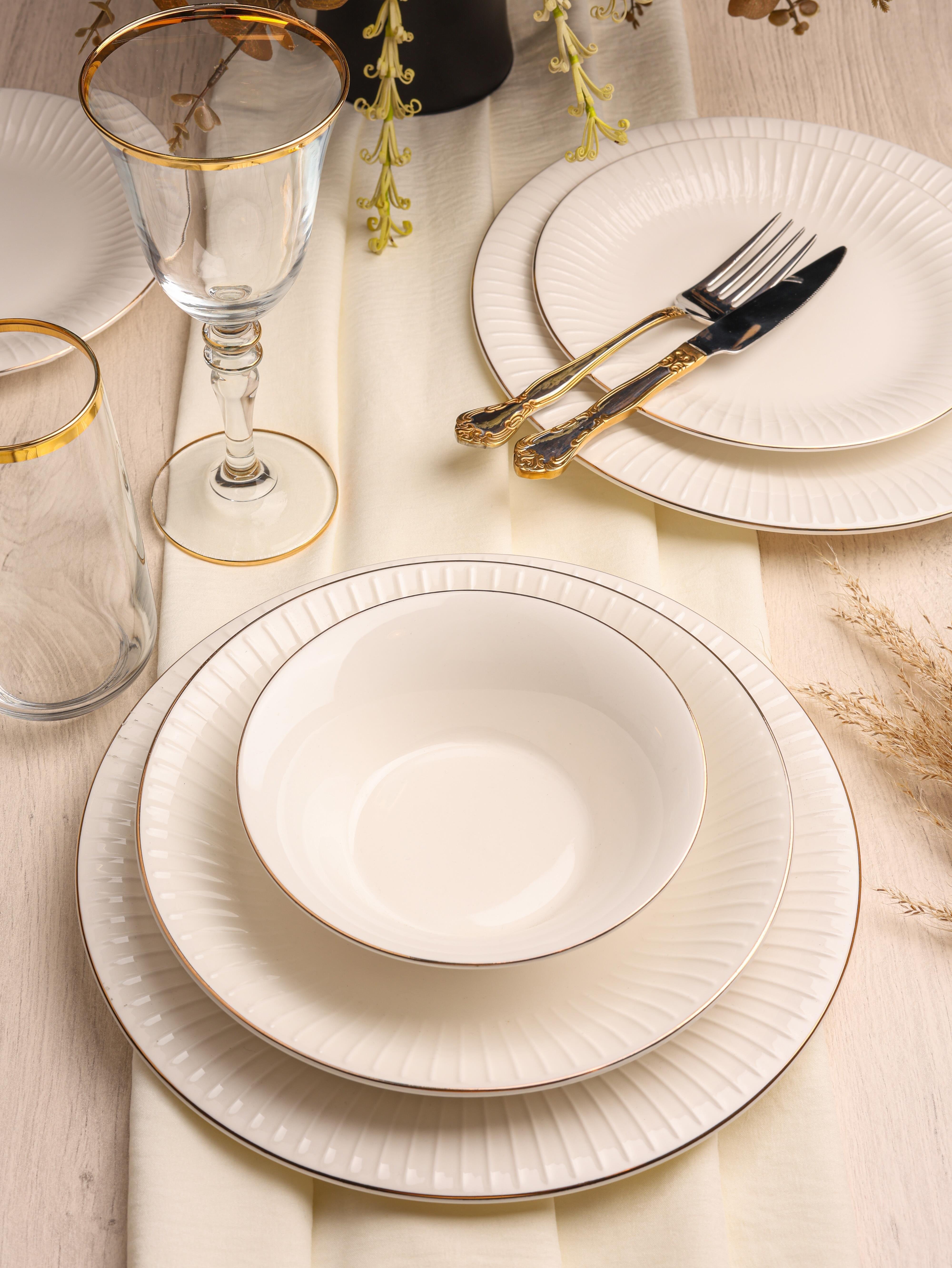 ROYAL CHARME GLORİA GOLDYALDIZLI 24 PARÇA PORSELEN YEMEK TAKIMI