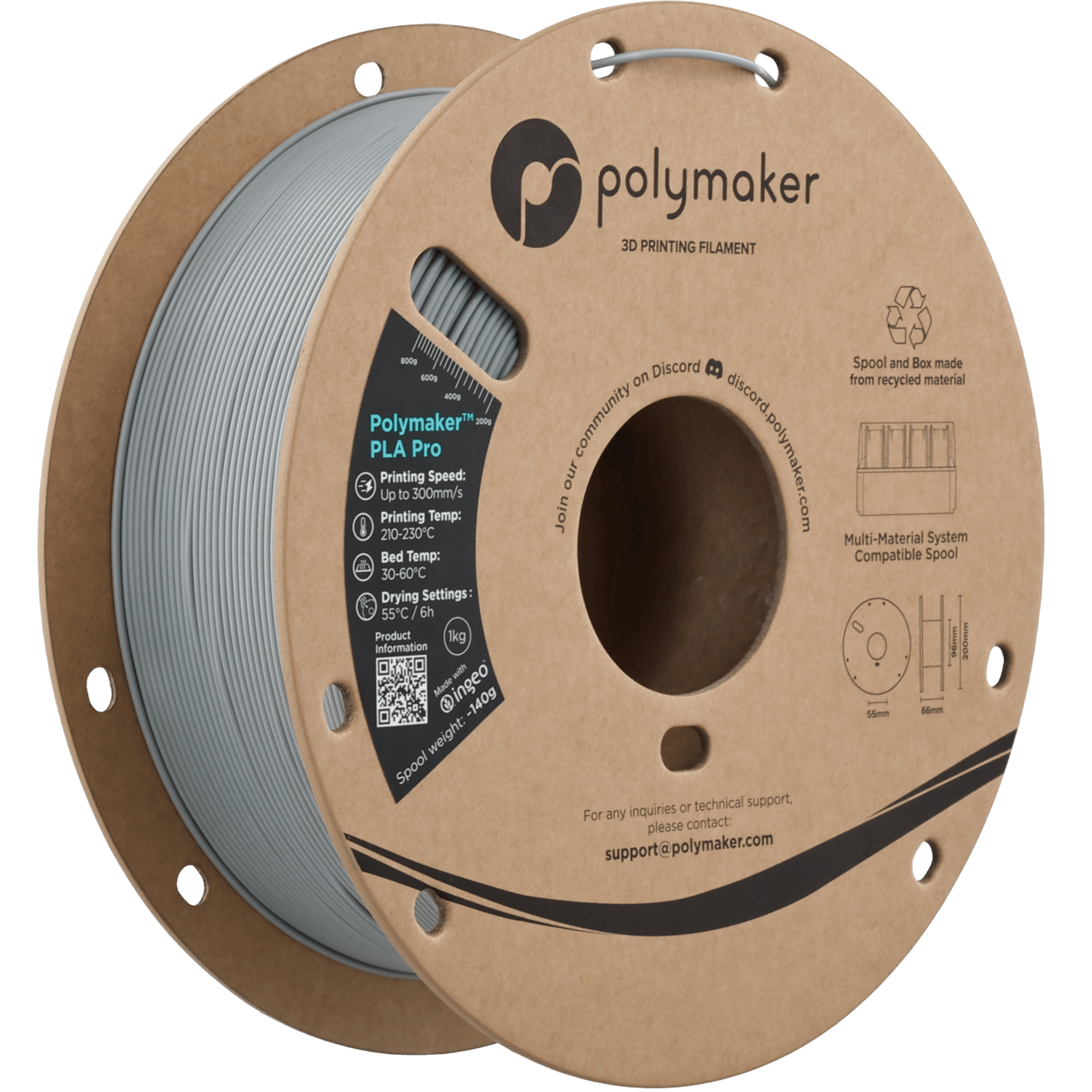 Polymaker PLA Pro Filament Gri - 1kg 1.75mm
