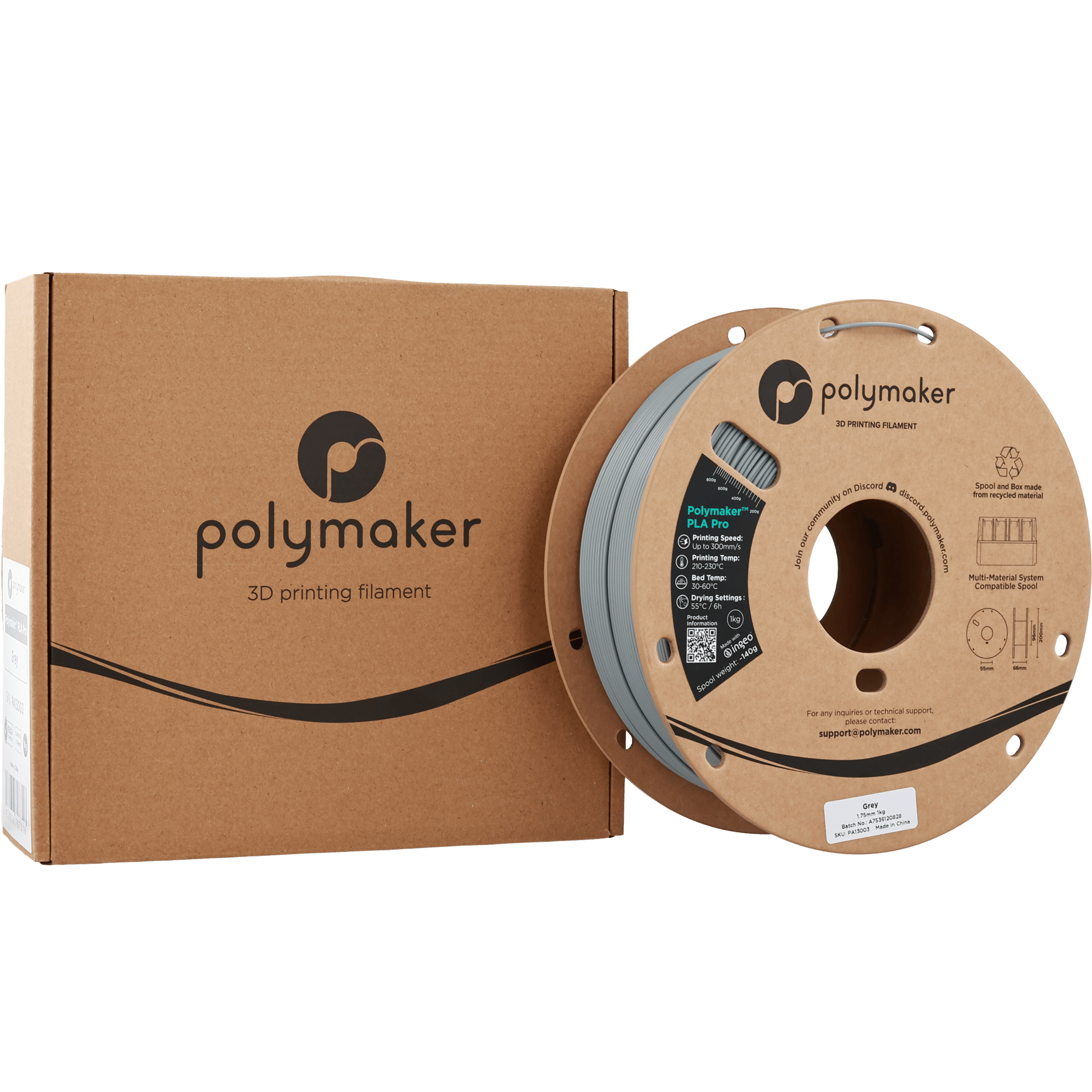 Polymaker PLA Pro Filament Gri - 1kg 1.75mm