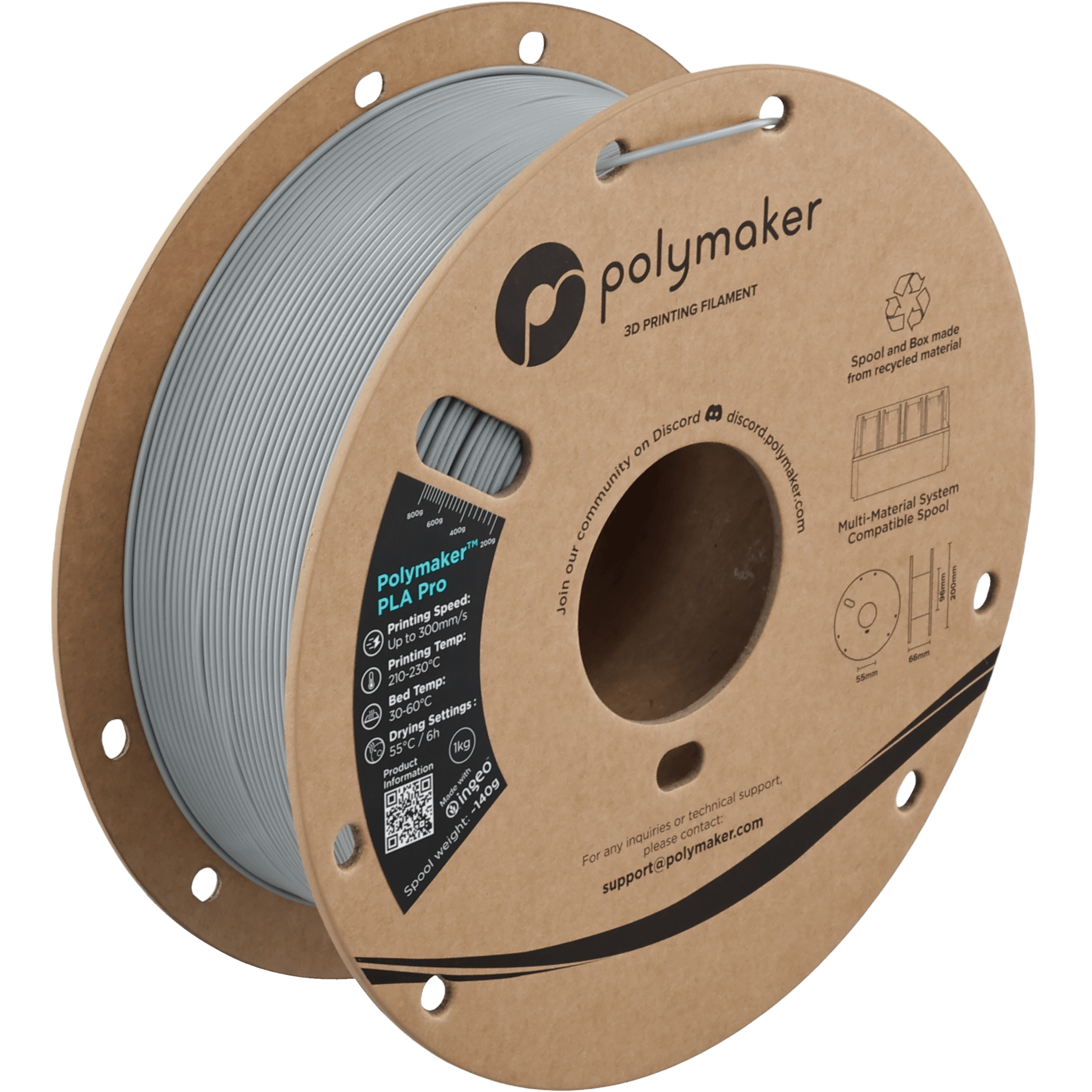 Polymaker PLA Pro Filament Gri - 1kg 1.75mm