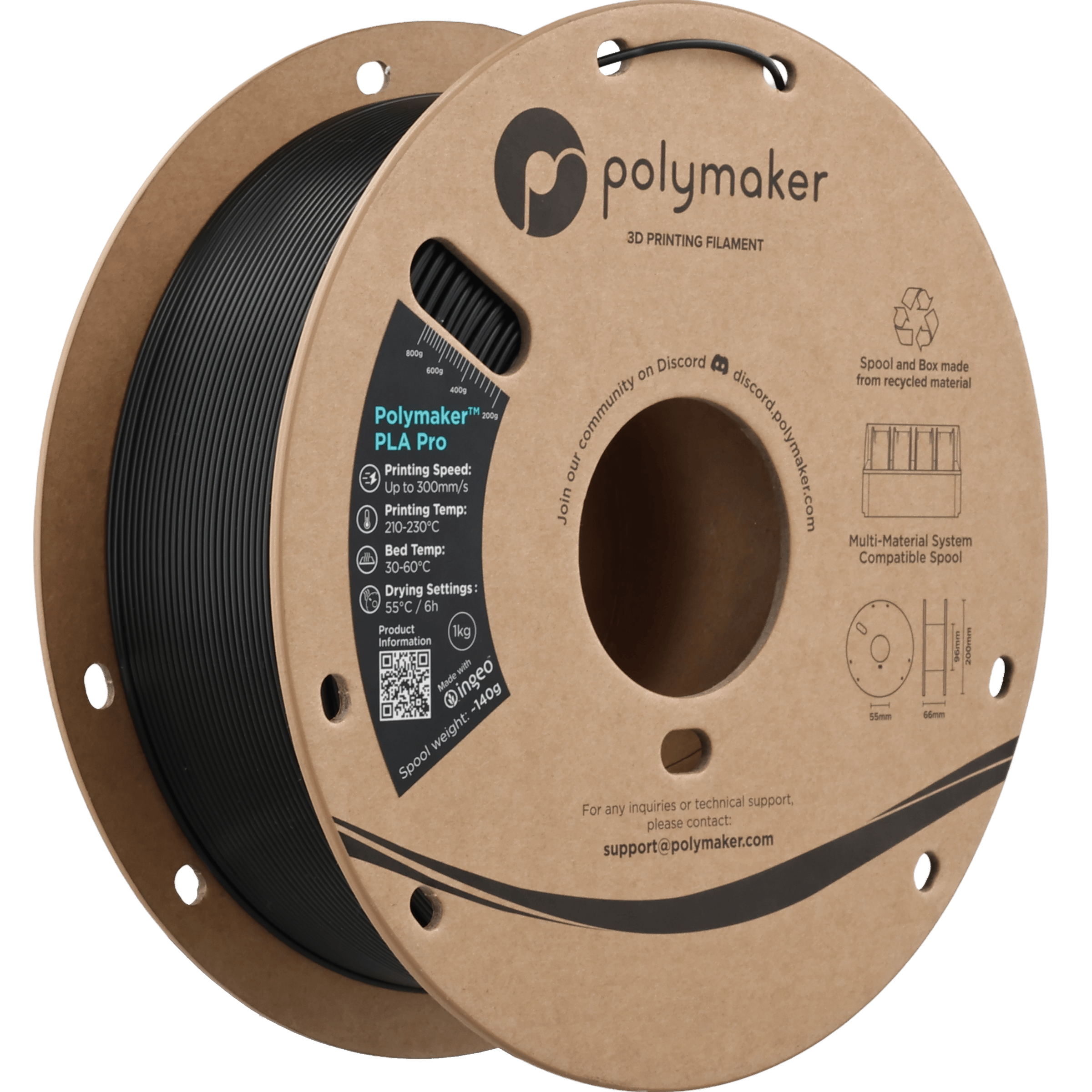 Polymaker PLA Pro Filament Siyah - 1kg 1.75mm