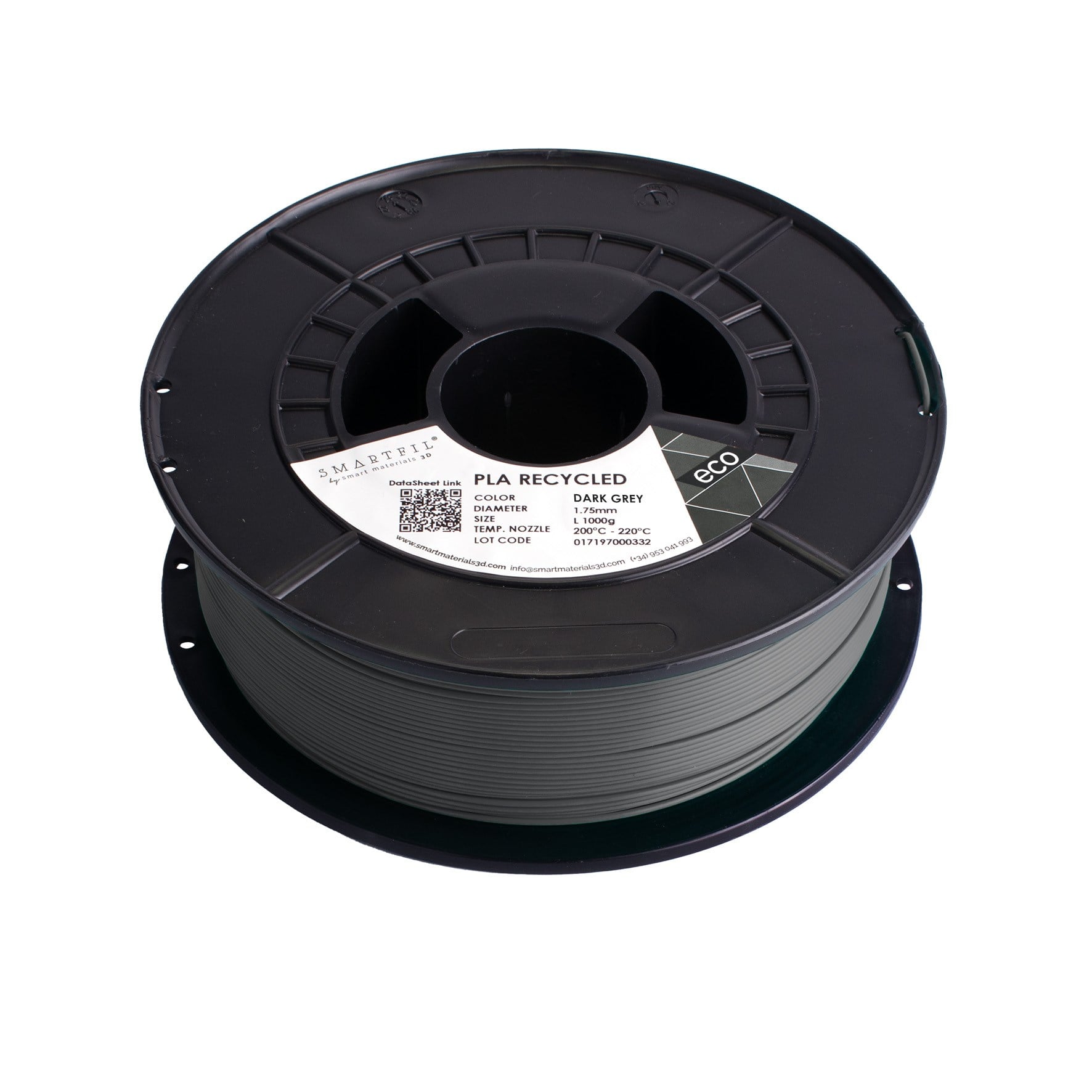 Smartfil PLA Recycled Filament Koyu Gri - 1 kg 1.75mm