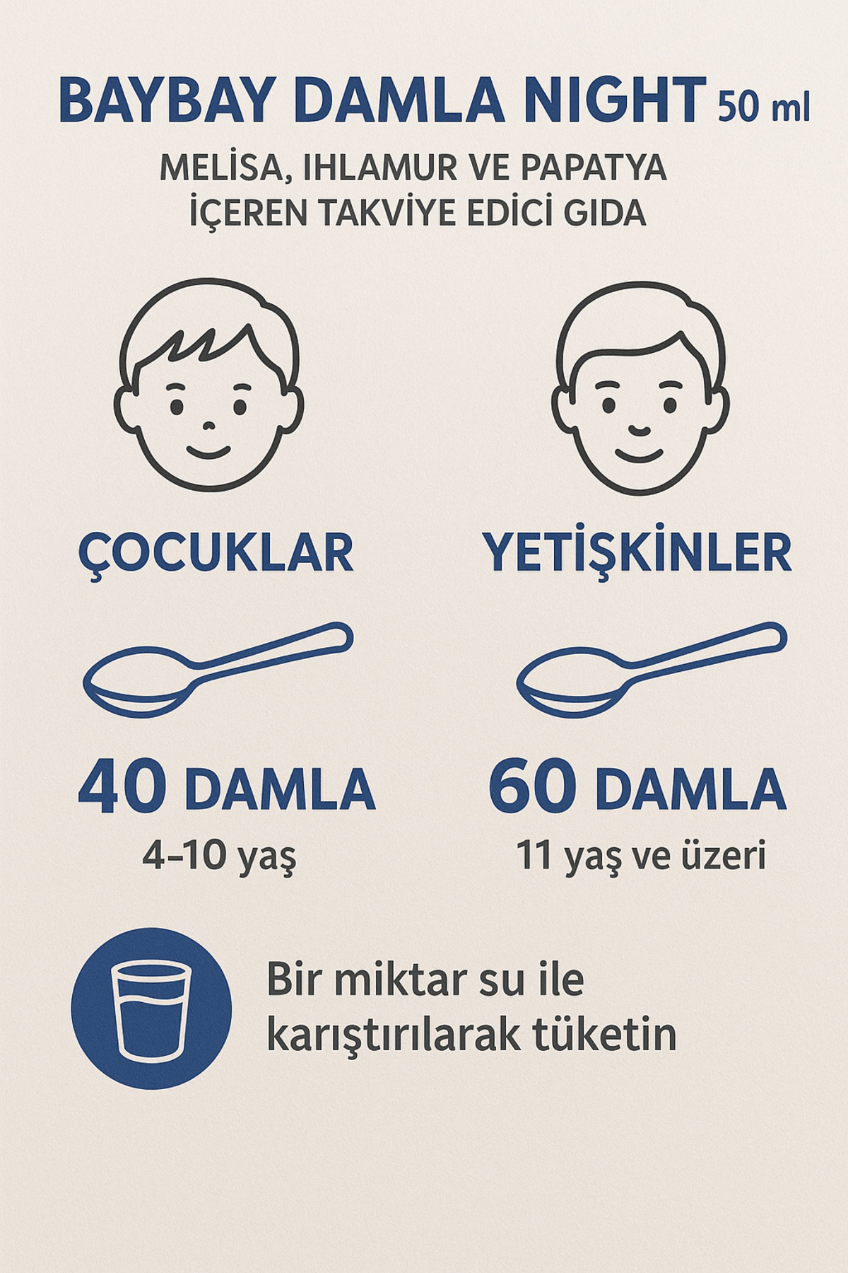 BayBay Night Uyku Problemi Olan Çocuk Ve Yetişkinler İçin Melisa Ve Papatya Özlü Bitkisel Damla 50ml