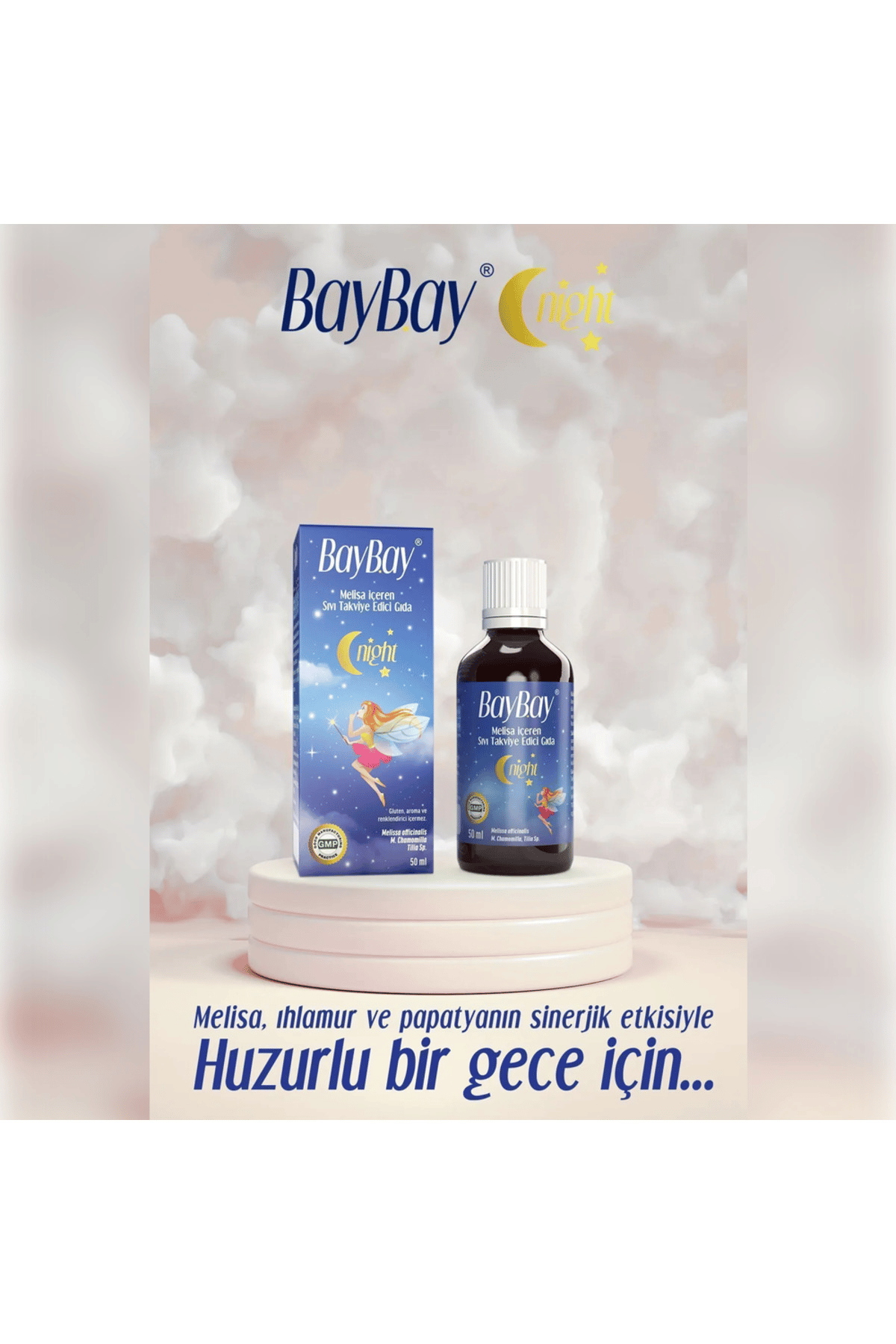 BayBay Night Uyku Problemi Olan Çocuk Ve Yetişkinler İçin Melisa Ve Papatya Özlü Bitkisel Damla 50ml