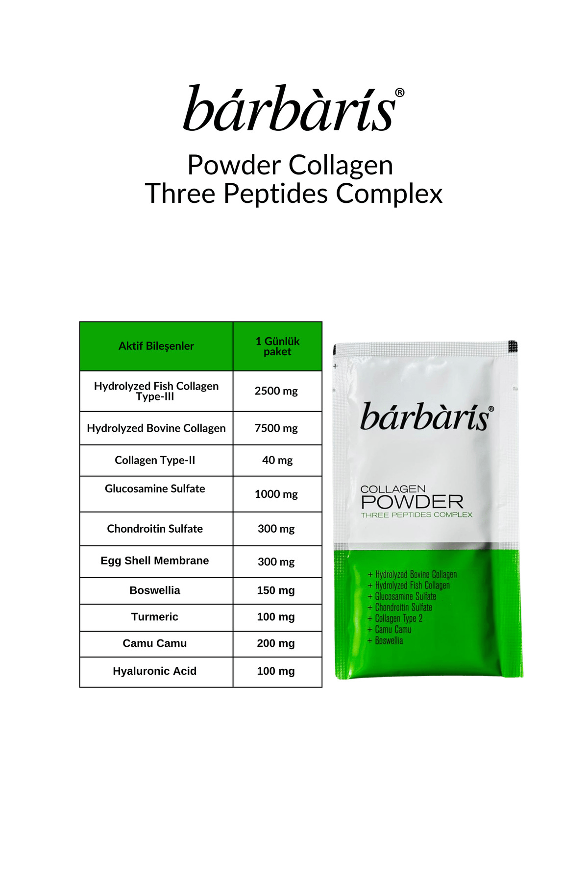 Kolajen Powder Three Peptıdes Complex (BALIK-SIĞIR-TAVUK) Tip 1-2-3 Eklem , Kıkırdak ,kemik 30 Şase
