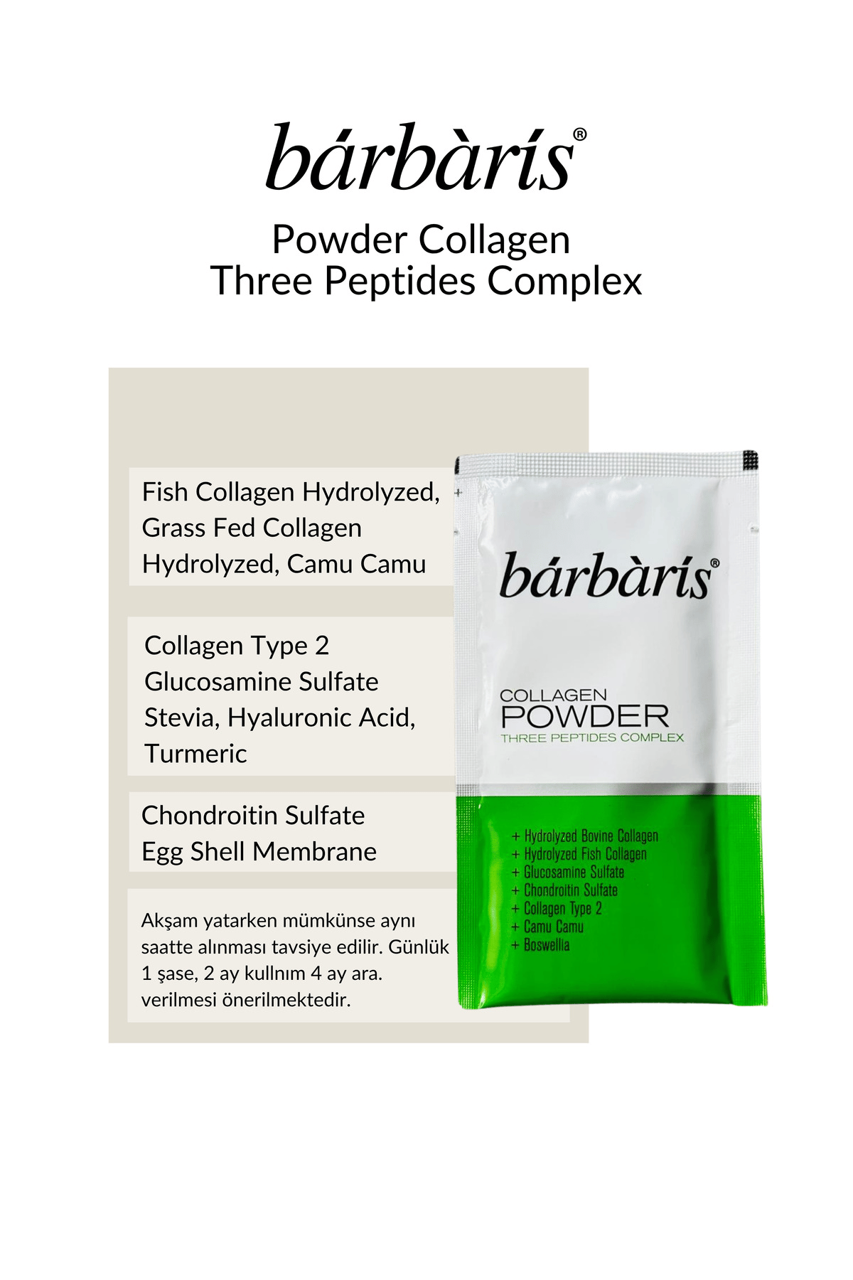 Kolajen Powder Three Peptıdes Complex (BALIK-SIĞIR-TAVUK) Tip 1-2-3 Eklem , Kıkırdak ,kemik 30 Şase