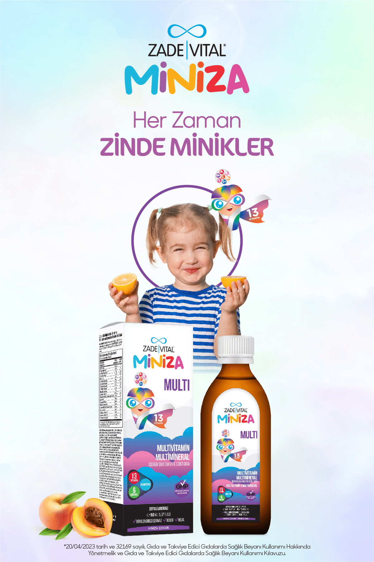 Miniza Multivitamin Ve Multimineral 150 Ml Şeftali