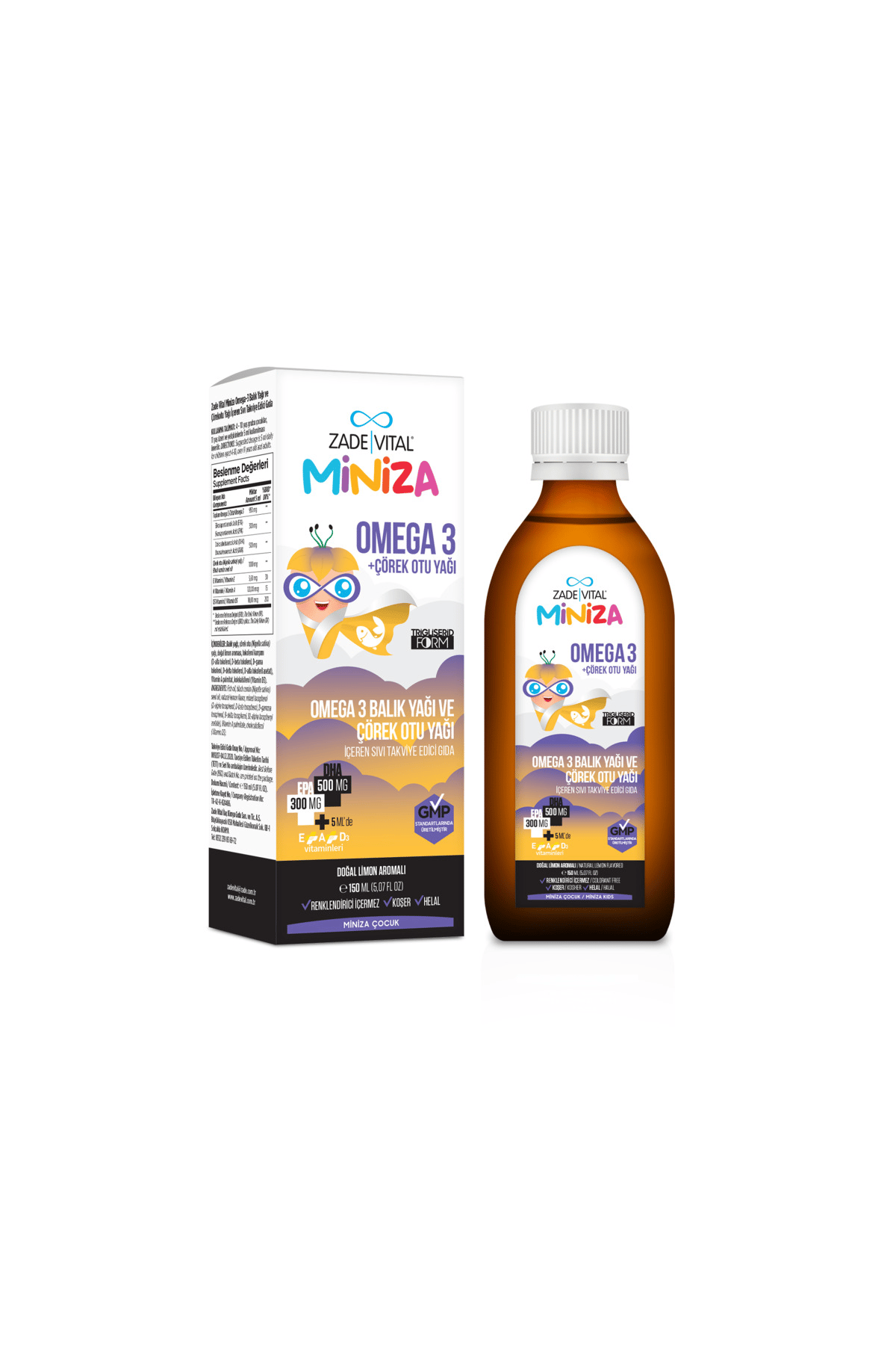 Miniza Omega 3-Çörek Otu Yağı İçerikli Sıvı Takviye Edici Gıda 150 ml