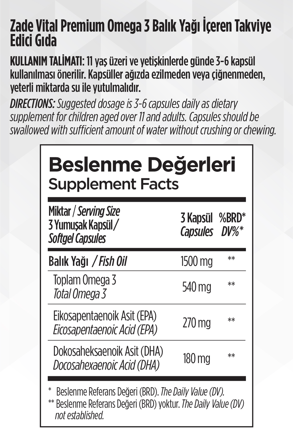 Premium Omega 3 Balık Yağı Genel Destek 45 Kapsül