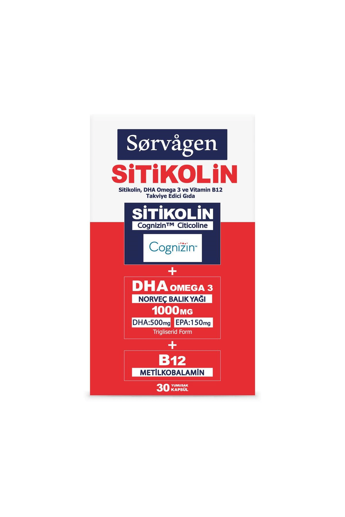 SİTİKOLİN, DHA OMEGA 3 VE B12 (30 KAPSÜL)