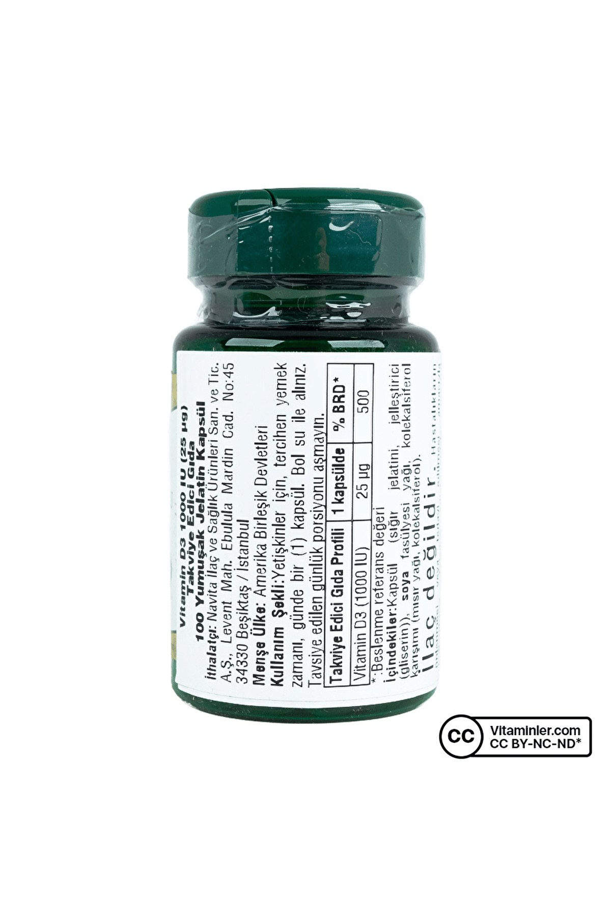 Vitamin D3 1000 IU 100 Kapsül