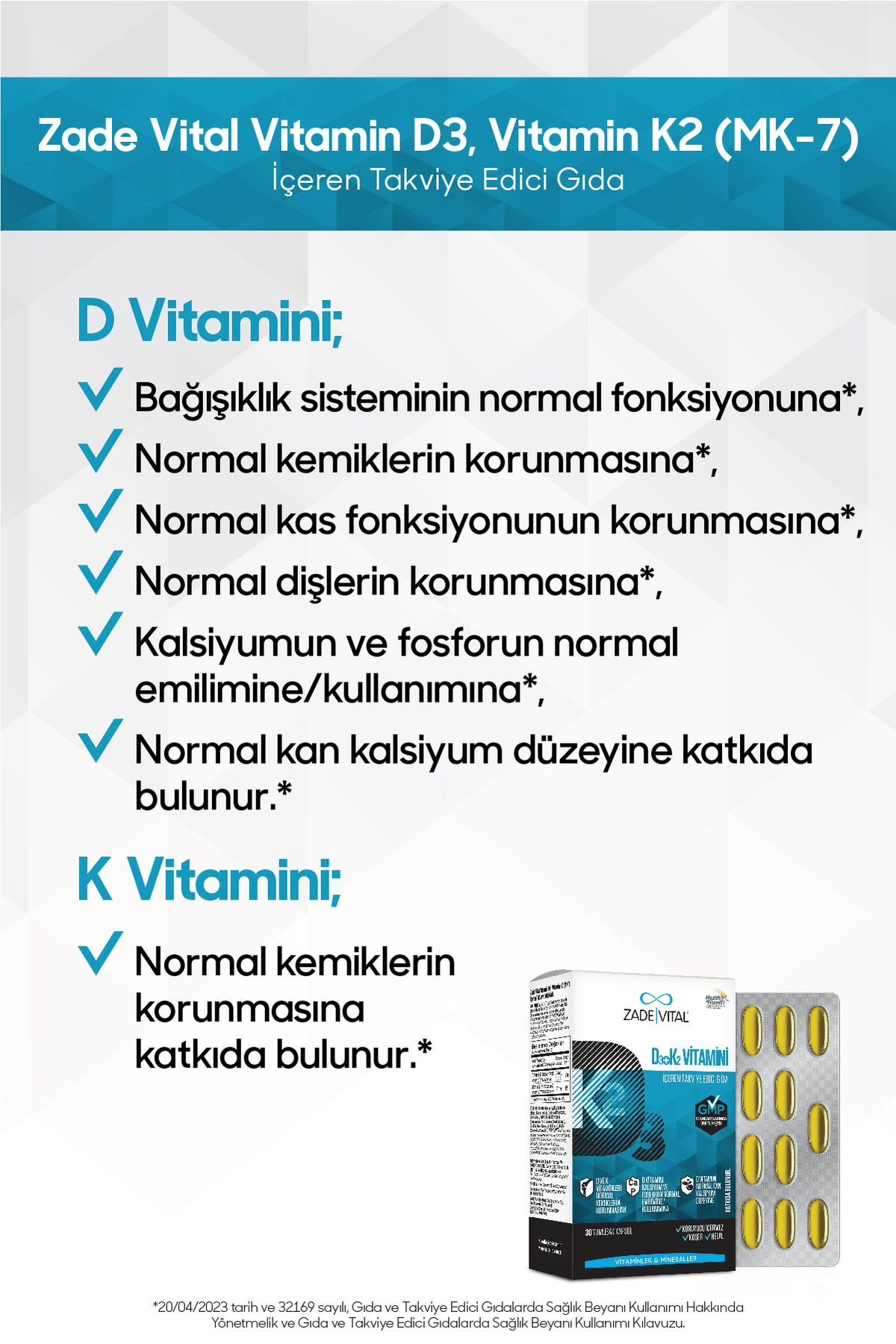 Zadevital D3k2 Vitamini 30 Kapsul