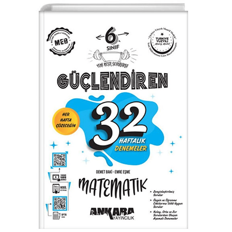 Ankara Yayıncılık 6.Sınıf Matematik 32 Haftalık Güçlendiren Kazanım Denemeleri