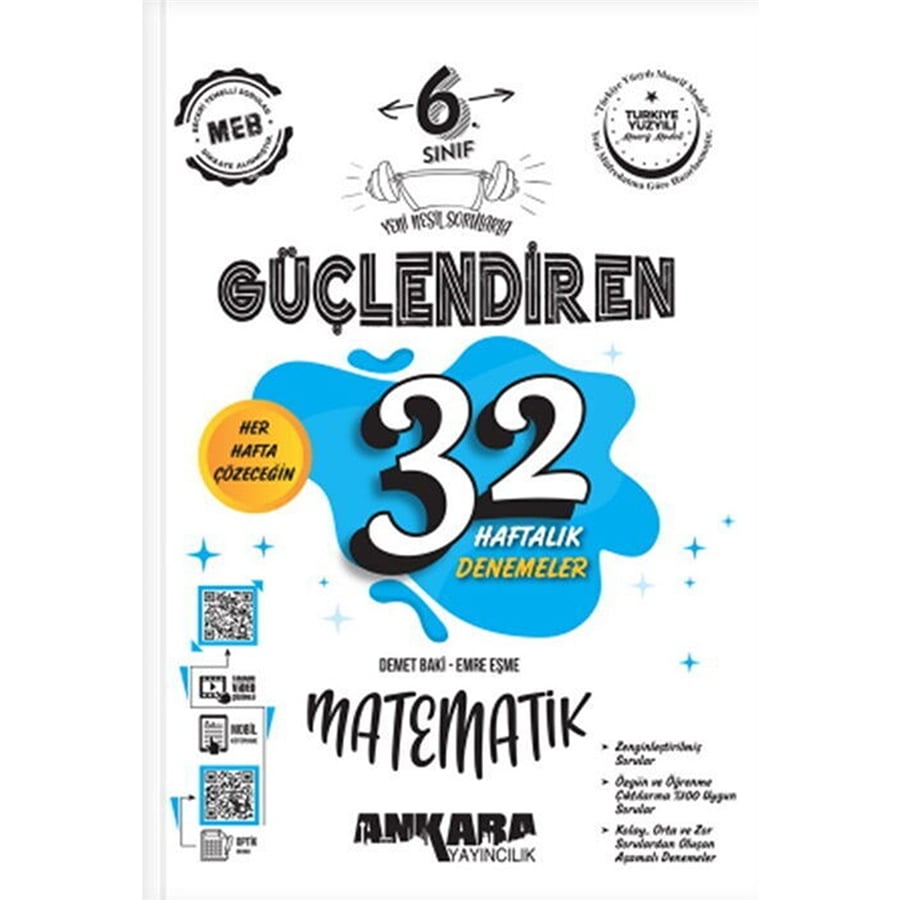 Ankara Yayıncılık - 6. Sınıf Güçlendiren 32 Haftalık Matematik Kazanım Denemeleri 