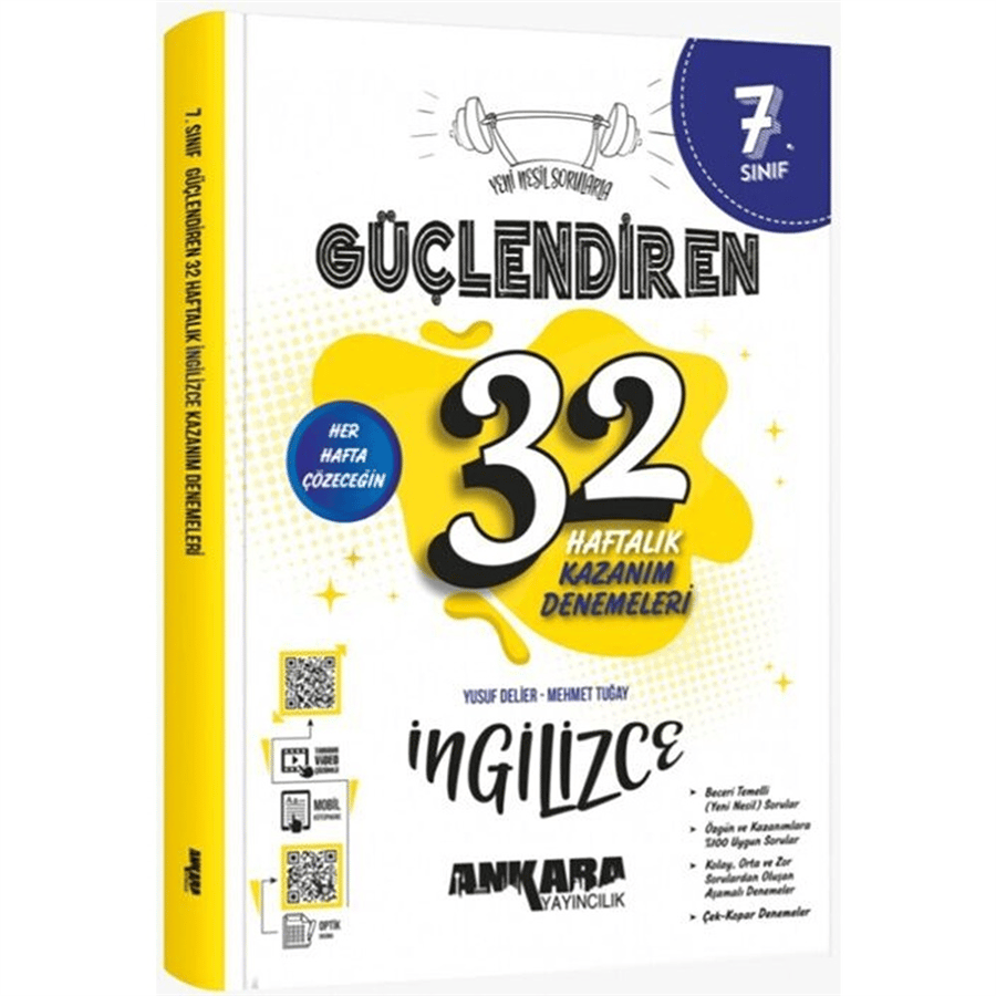 Ankara Yayıncılık 7. Sınıf Güçlendiren 32 Haftalık İngilizce Kazanım Denemeleri (2026-2027 Güncel Baskı)