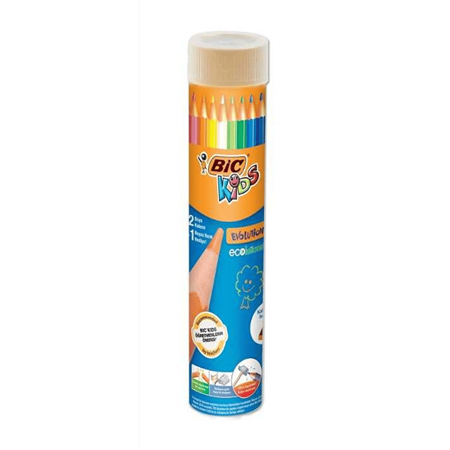 BIC Kids Evolution Kuru Boya Kalemi 12+1 Renk Metal Tüp