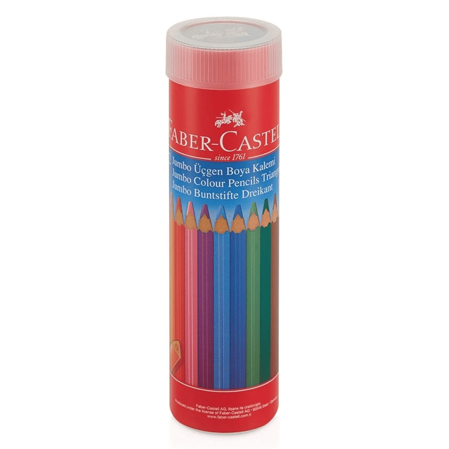 Faber-Castell 12 Renk Jumbo Üçgen Kuru Boya Kalemi Metal Tüp