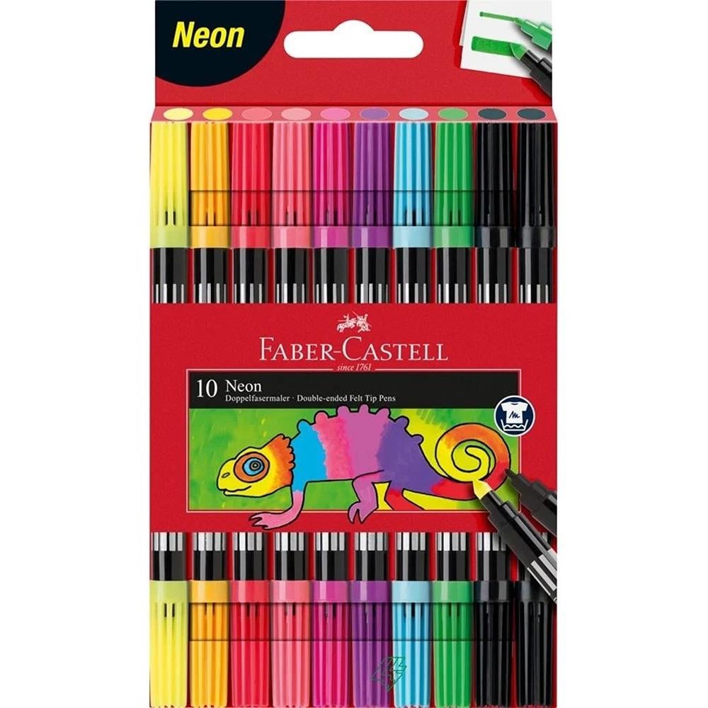 Faber-Castell Çift Taraflı Neon 10'lu Keçeli Kalem Seti Yıkanabilir
