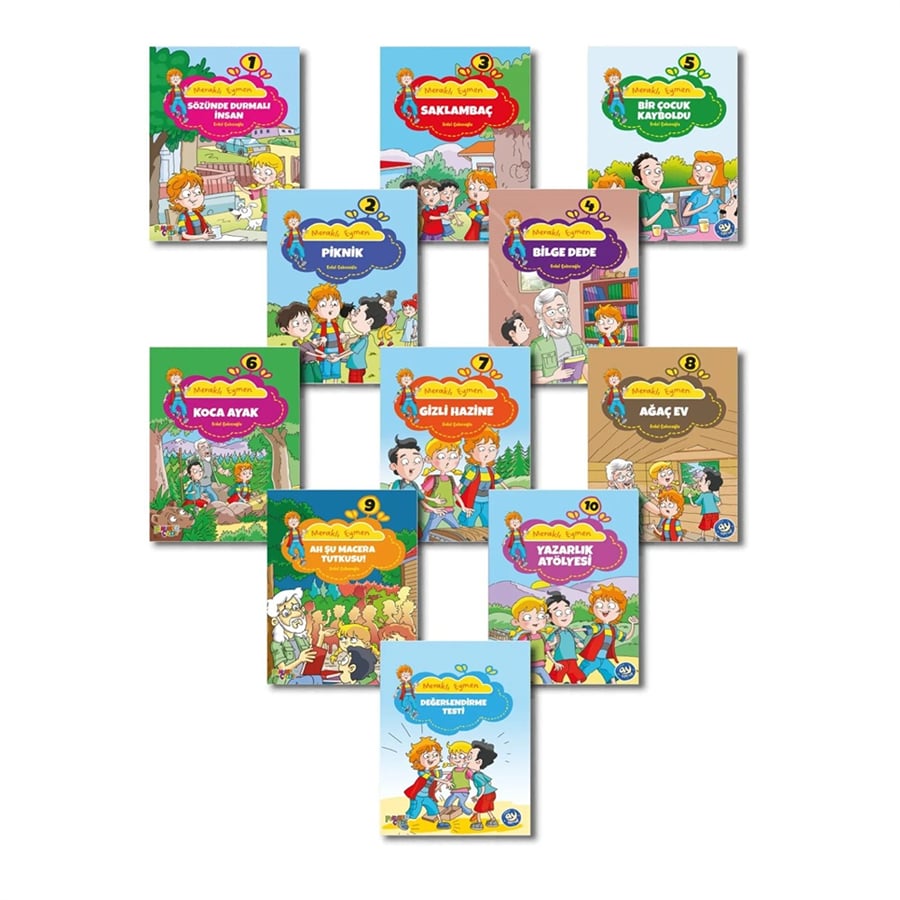 Meraklı Eymen Hikaye Seti (10 Kitap + Değerlendirme Soruları) Ay Çocuk