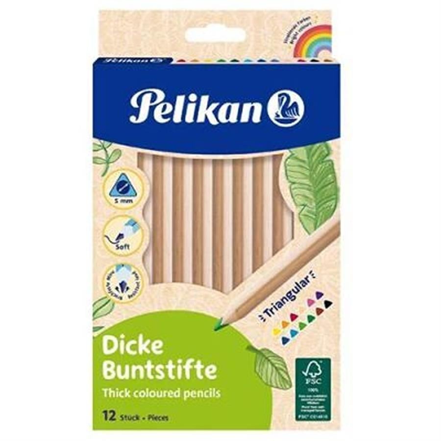 Pelikan Ahşap Gövdeli 12li Jumbo Kuru Boya