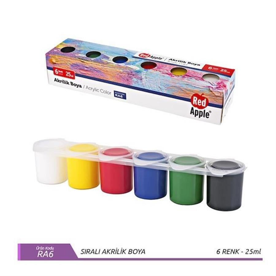Red Apple Akrilik Boya Sıralı 6 Renk 6x25 Ml. Ra6